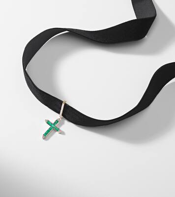 Gargantilla de oro de 14 ct (585/1000) con esmeraldas y diamantes | Mateo