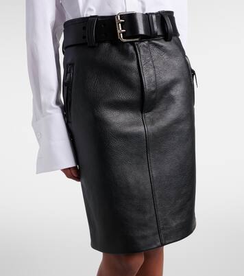 Falda tubo de piel con cinturón | Saint Laurent
