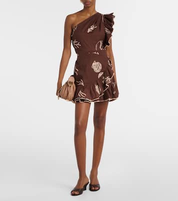 فستان قصير من القطن بكتف واحد Corinne | Poupette St Barth