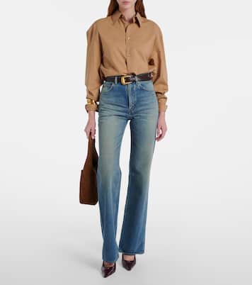 Schultertasche Le 5 à 7 Small aus Veloursleder | Saint Laurent