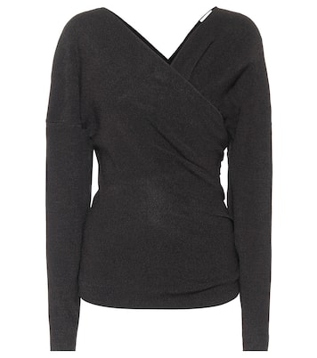 Mélange knit wrap top | Ganni