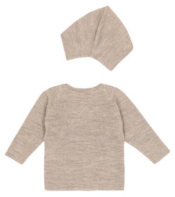 Bébé – Set Angelfish cardigan et bonnet en alpaga et lin | Caramel