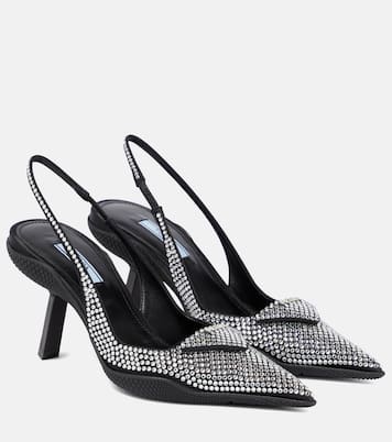 Verzierte Slingback-Pumps aus Leder | Prada