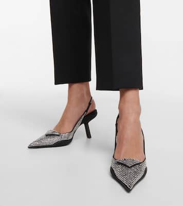 Verzierte Slingback-Pumps aus Leder | Prada