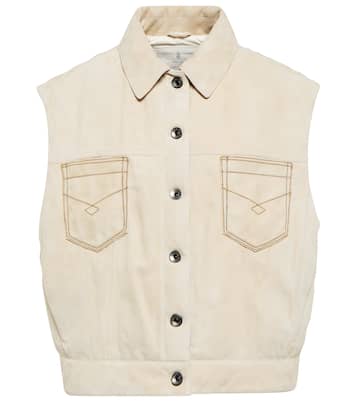 Gilet imbottito in suede | Brunello Cucinelli