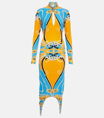 Printed cutout cotton-blend midi dress | Patou