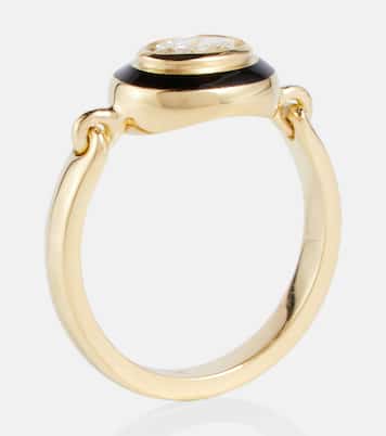 Bague Lenox Reign en or 18 ct, émail et diamants | Melissa Kaye