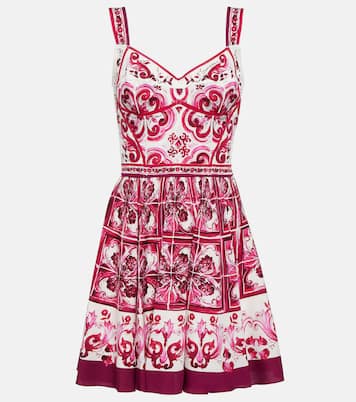 Vestido corto Majolica en mezcla de seda | Dolce&Gabbana