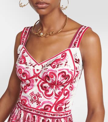 Vestido corto Majolica en mezcla de seda | Dolce&Gabbana