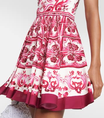 Vestido corto Majolica en mezcla de seda | Dolce&Gabbana