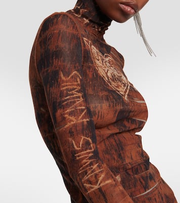 x KNWLS printed mesh high-neck top    | Jean Paul Gaultier