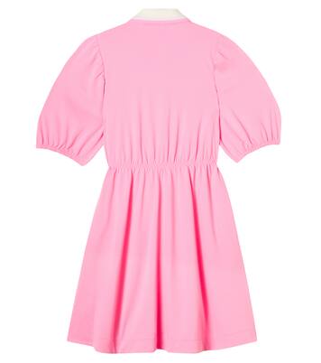 Embroidered cotton polo dress in pink Burberry Kids Mytheresa