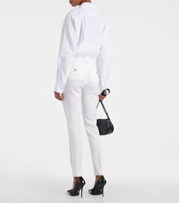 Pantaloni slim in lana a vita alta | Versace