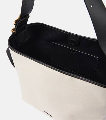 Folded Medium leather-trimmed tote bag | Jil Sander
