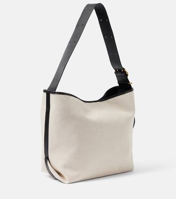 Folded Medium leather-trimmed tote bag | Jil Sander