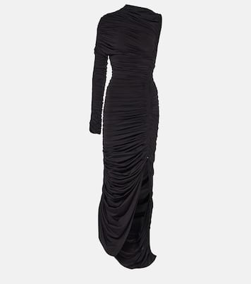 Asymmetric ruched midi dress | Mugler
