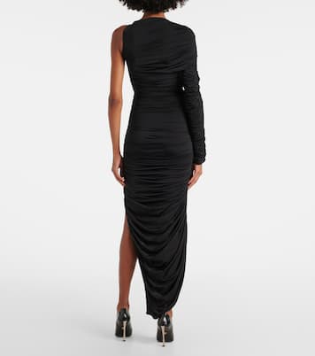 Asymmetric ruched midi dress | Mugler