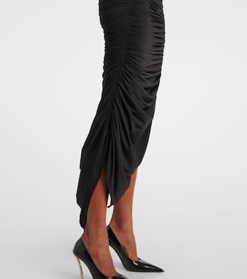 Asymmetric ruched midi dress | Mugler