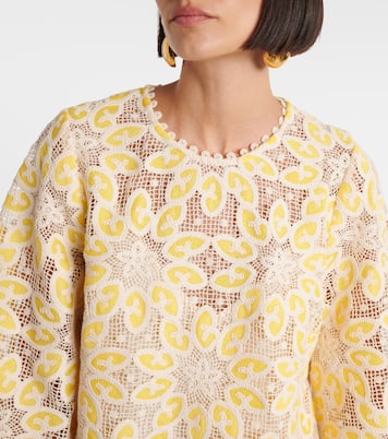 Robe en dentelle de coton à fleurs | Zimmermann
