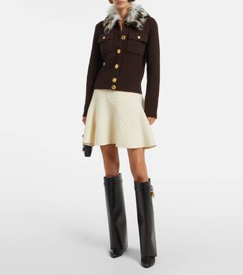 Shearling-trimmed wool and cashmere-blend cardigan | Givenchy