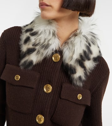 Shearling-trimmed wool and cashmere-blend cardigan | Givenchy