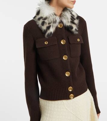 Shearling-trimmed wool and cashmere-blend cardigan | Givenchy
