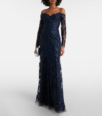 Bestickte Robe aus Tüll | Monique Lhuillier
