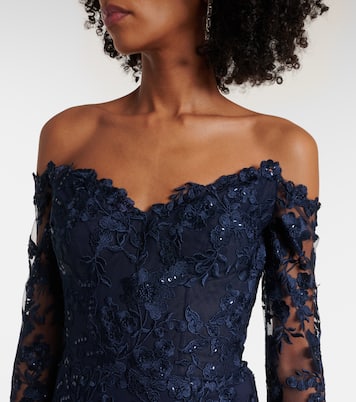 Bestickte Robe aus Tüll | Monique Lhuillier