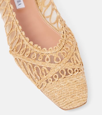 Kahlo raffia and mesh ballet flats | Aquazzura