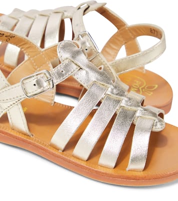 Sandalen Plagette Strap aus Metallic-Leder | Pom d'Api