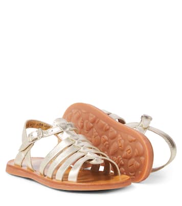 Sandalen Plagette Strap aus Metallic-Leder | Pom d'Api