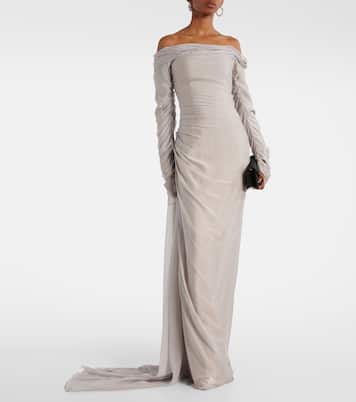 Off-Shoulder-Robe aus Seide | Marmar Halim
