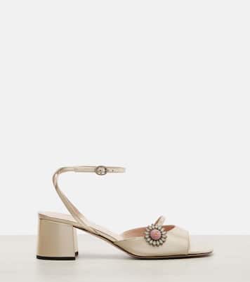 Daisy Jewel 55 metallic leather sandals | Valentino Garavani