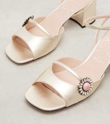 Daisy Jewel 55 metallic leather sandals | Valentino Garavani
