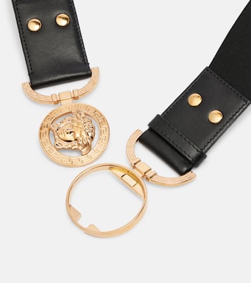 Medusa '95 leather-trimmed belt | Versace