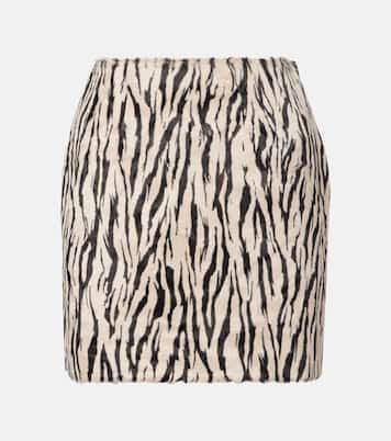 Printed faux fur miniskirt  | Rotate