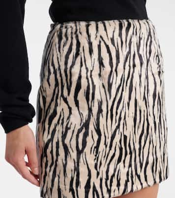 Printed faux fur miniskirt  | Rotate