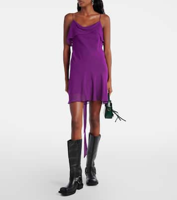 Draped sheer silk georgette minidress | Acne Studios
