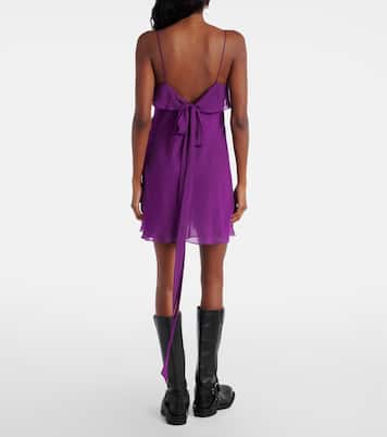 Draped sheer silk georgette minidress | Acne Studios