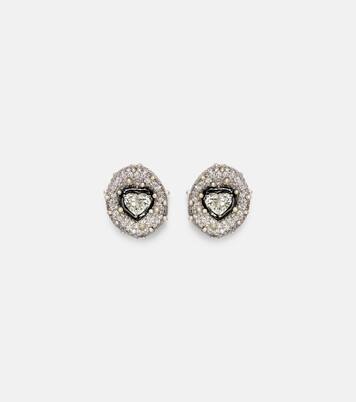 18kt white gold ring with diamonds and enamel | Kamyen
