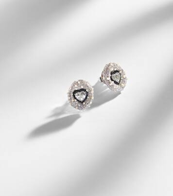 18kt white gold ring with diamonds and enamel | Kamyen