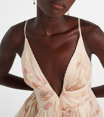 Robe Hypnotic en lin et soie à fleurs | Zimmermann