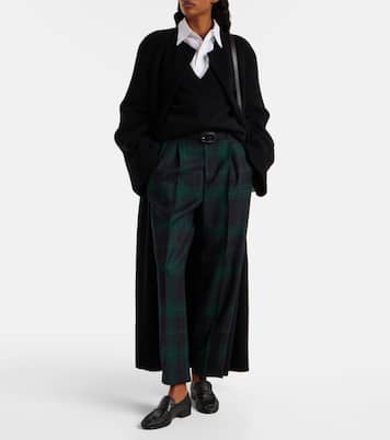 Belted checked high-rise wool tapered pants | Polo Ralph Lauren