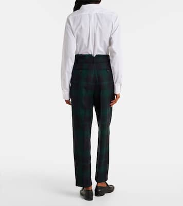 Belted checked high-rise wool tapered pants | Polo Ralph Lauren