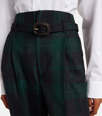 Belted checked high-rise wool tapered pants | Polo Ralph Lauren