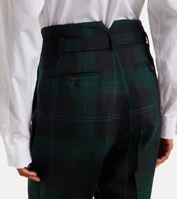 Belted checked high-rise wool tapered pants | Polo Ralph Lauren