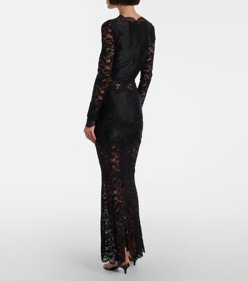 Maxikleid aus Jersey mit Spitze | Rabanne