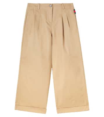Web Stripe棉质斜纹布裤装 | Gucci Kids