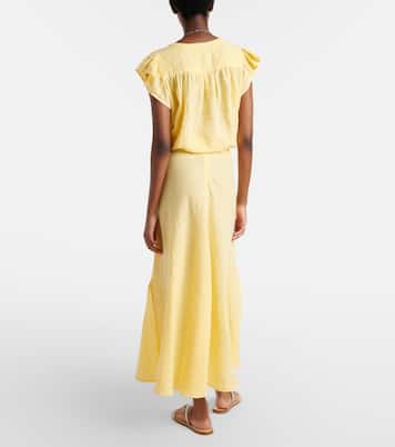 Malina linen midi skirt | Velvet