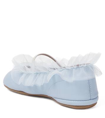 Tulle-trimmed leather ballet flats | PèPè